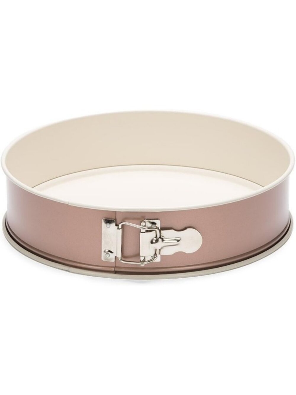 Non-Stick Ceramic Round Springform Pan, 9.5" Bakeware, White & Copper Finish